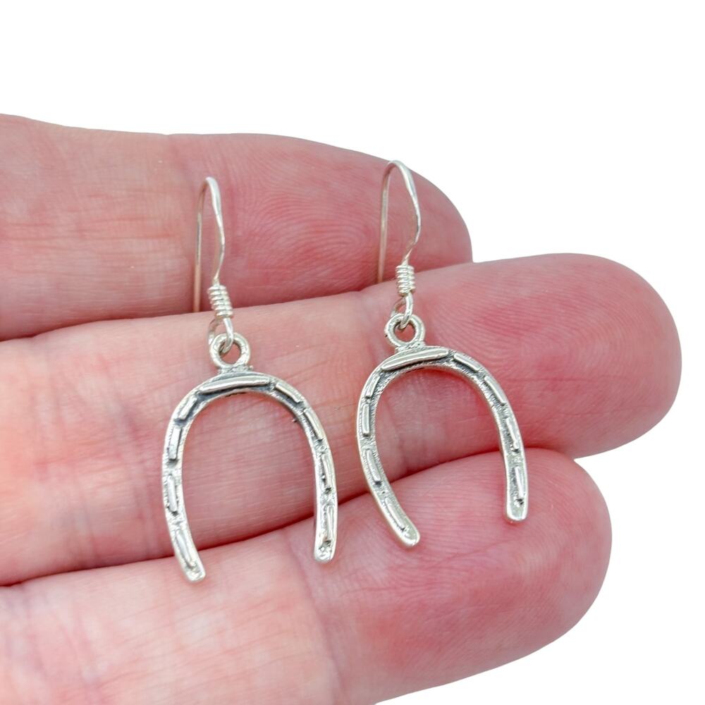Estate Sterling Silver 925 Horseshoe Dangle Earrings